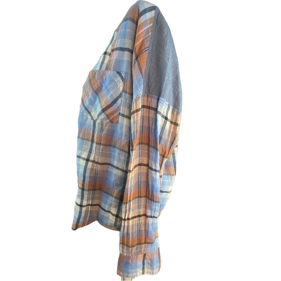 Free People We The Free Plaid Shirt Size Medium Button Down Lightweight - Picture 3 of 8